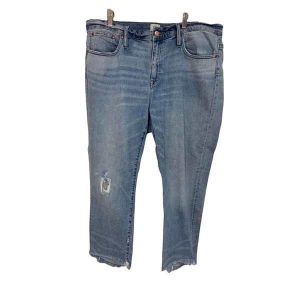 J.Crew Slim Boyfriend Jean Distressed Raw Hem Size 34 #AJ527‎ - Picture 1 of 10